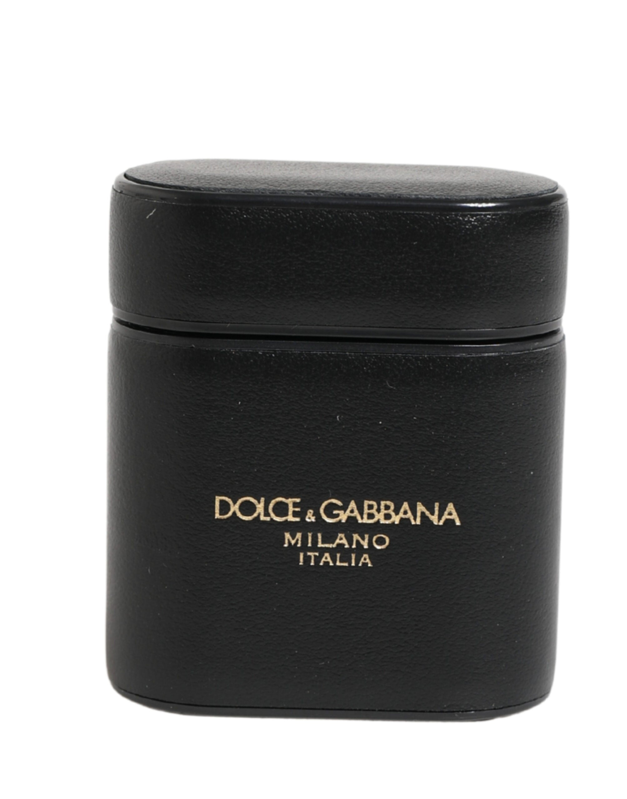 Dolce & Gabbana Women's Black Calfskin Leather Logo DG AirPods Case Flip Holder