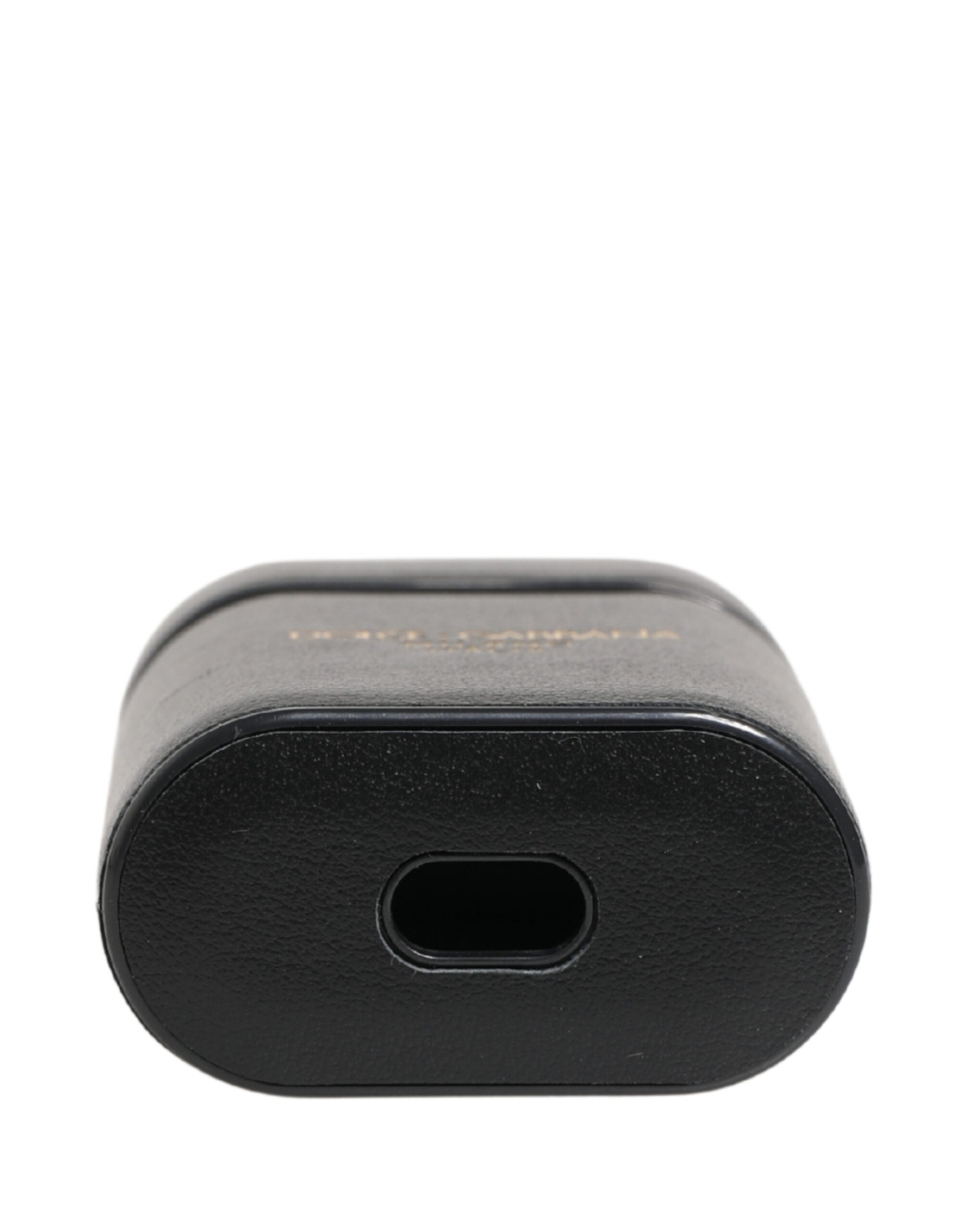 Dolce & Gabbana Women's Black Calfskin Leather Logo DG AirPods Case Flip Holder