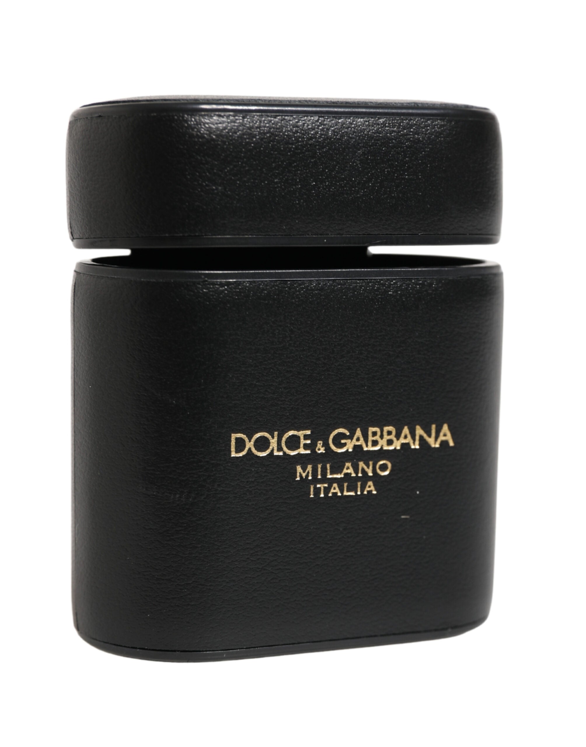 Dolce & Gabbana Women's Black Calfskin Leather Logo DG AirPods Case Flip Holder