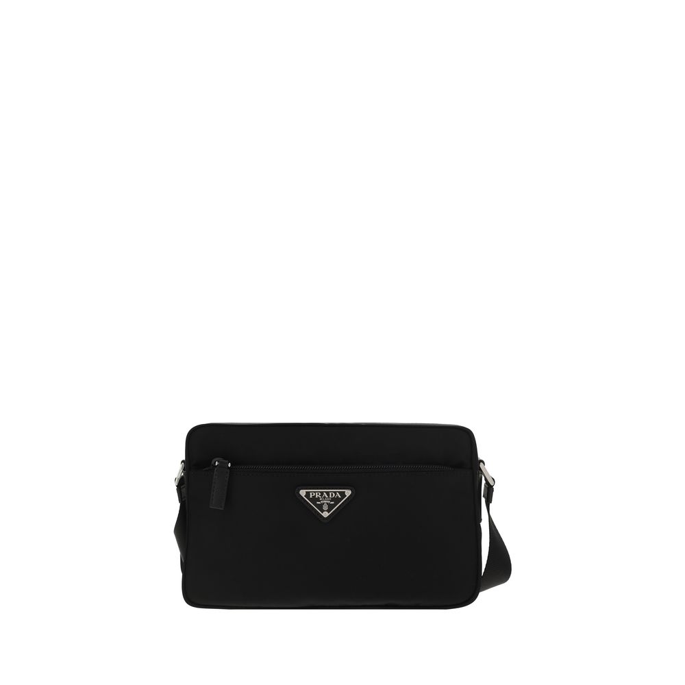 Prada Women's Black Re-Nylon Recycled Polyamide Crossbody Bag Triangle Logo