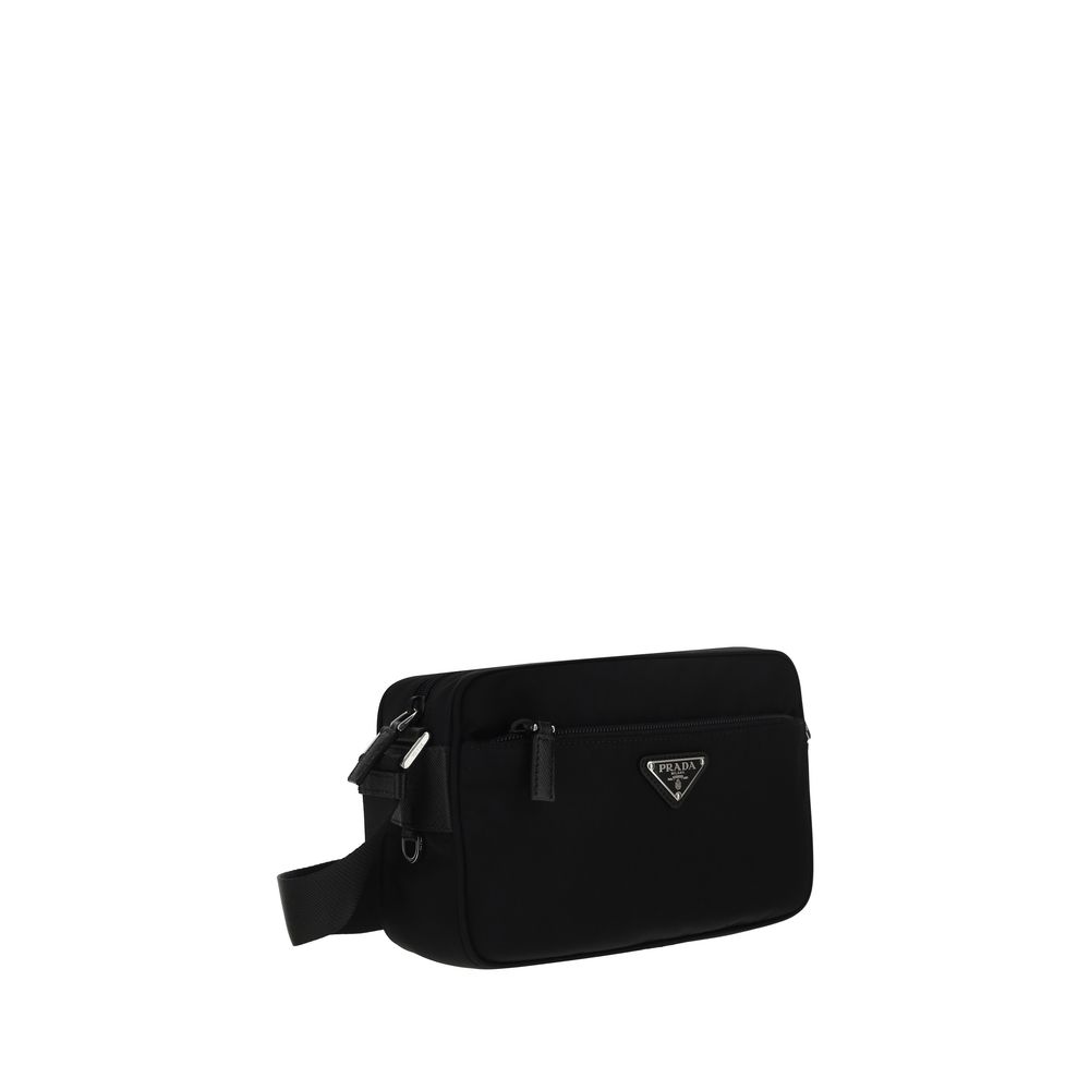 Prada Women's Black Re-Nylon Recycled Polyamide Crossbody Bag Triangle Logo