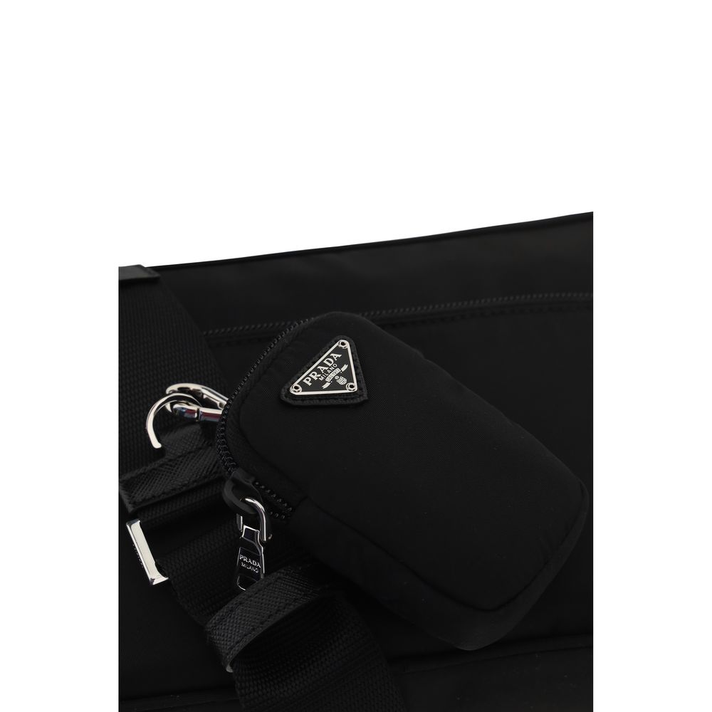 Prada Women's Black Re-Nylon Recycled Polyamide Crossbody Bag Triangle Logo