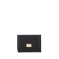 Dolce & Gabbana Women's Black Calfskin Leather Snap Wallet Engraved Logo