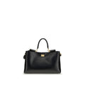 Dolce & Gabbana Women's Vittoria Medium Black Calfskin Leather Shoulder Bag Vintage Brass