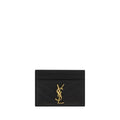 Saint Laurent Black Matelassé Leather YSL Cardholder