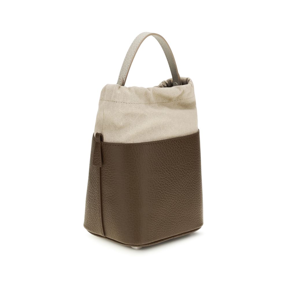 Maison Margiela Women's Brown Calfskin Leather 5AC Bucket Bag Four Stitches