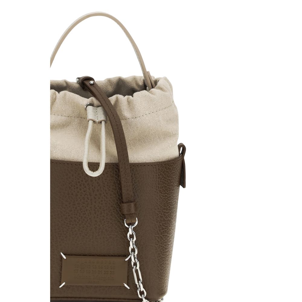 Maison Margiela Women's Brown Calfskin Leather 5AC Bucket Bag Four Stitches