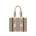 Chloé Women's Woody Beige Linen Shoulder Bag