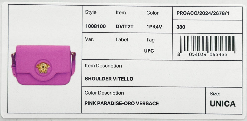 Versace Women's Pink Pebbled Leather La Medusa Crossbody Bag Gold Hardware