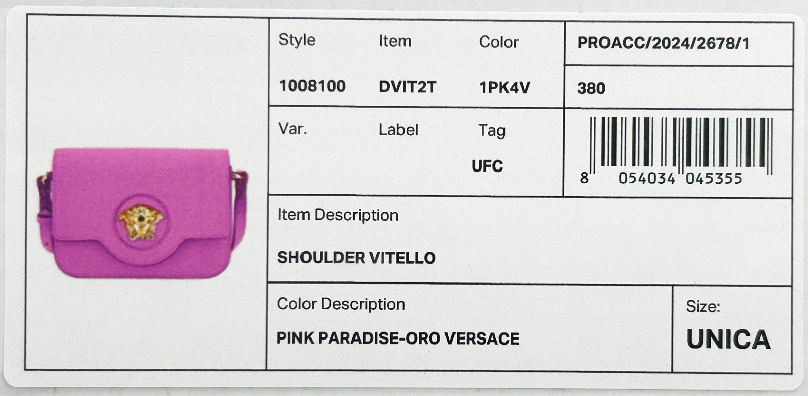 Versace Women's Pink Pebbled Leather La Medusa Crossbody Bag Gold Hardware