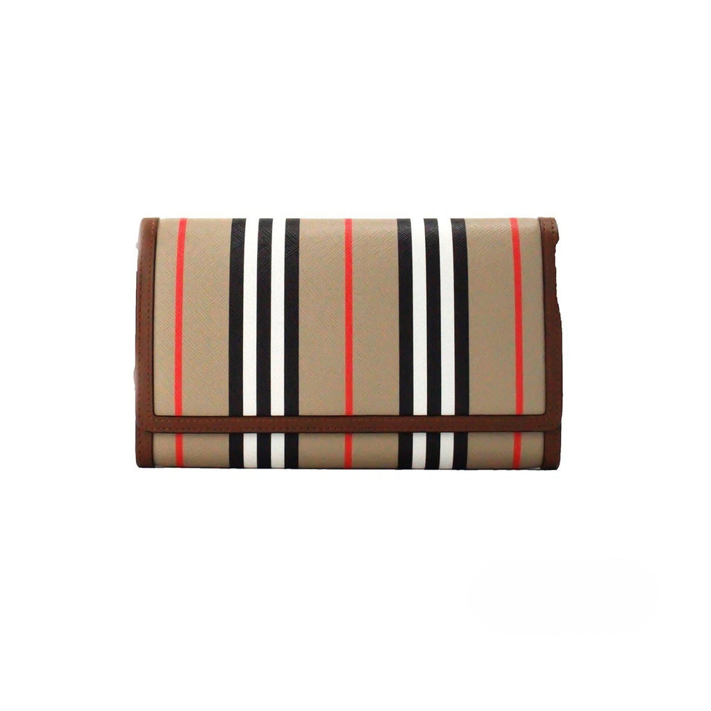 Burberry Women's Archive Tan E-Canvas Hannah Icon Stripe Wallet Crossbody Bag