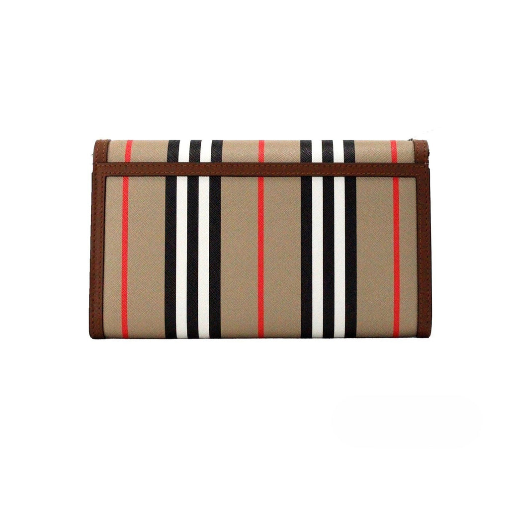 Burberry Women's Archive Tan E-Canvas Hannah Icon Stripe Wallet Crossbody Bag