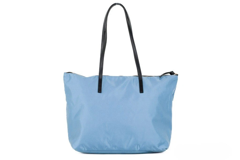 Versace Women's Cornflower Blue Nylon Portuna Medusa Medium Tote Bag Gold Hardware
