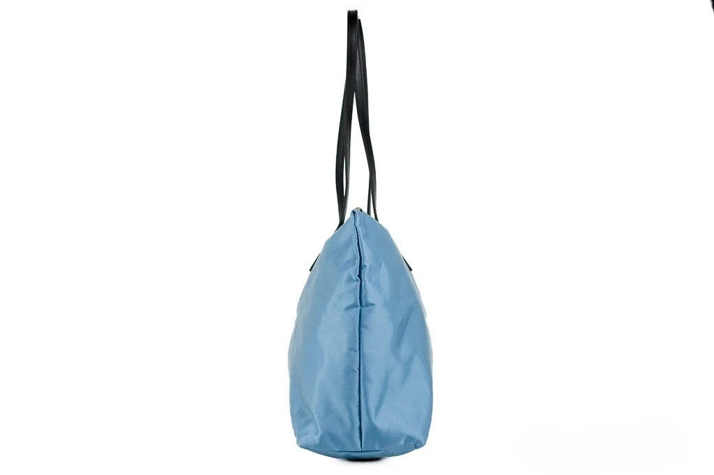 Versace Women's Cornflower Blue Nylon Portuna Medusa Medium Tote Bag Gold Hardware