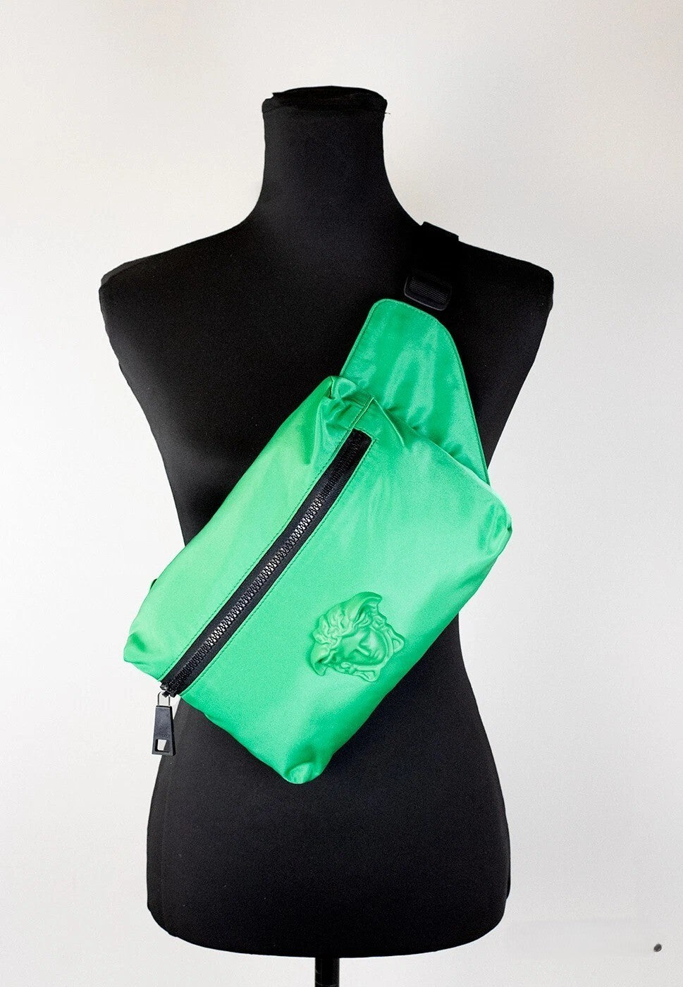 Versace Women's Bright Green Nylon Matte Medusa Small Belt Bag