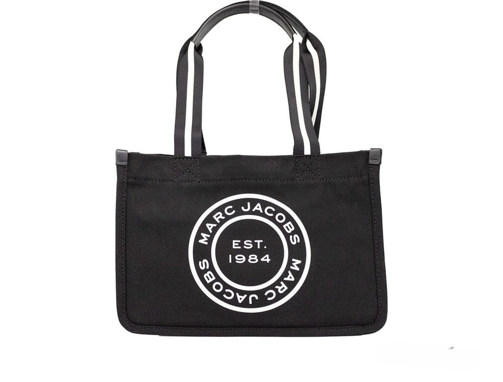 Marc Jacobs Women's Black Canvas Medium Convertible Shoulder Tote Bag Silver Hardware