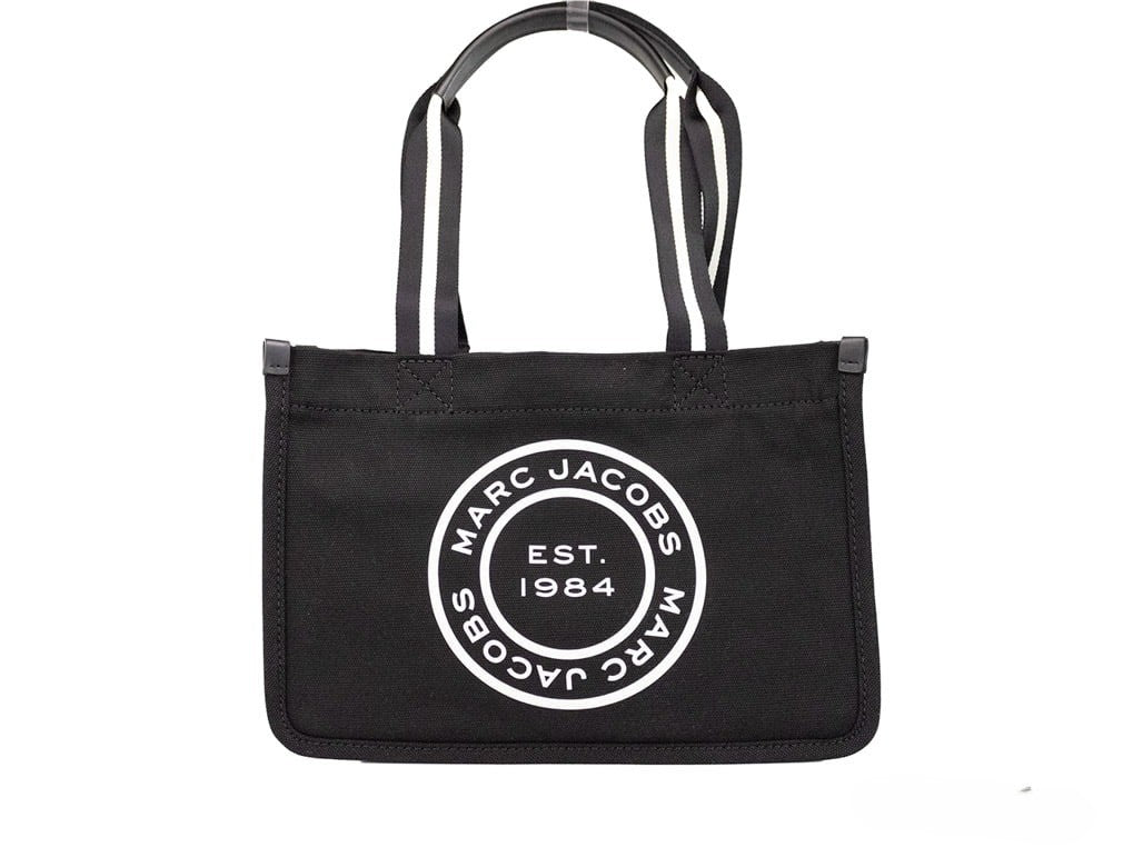 Marc Jacobs Women's Black Canvas Medium Convertible Shoulder Tote Bag Silver Hardware