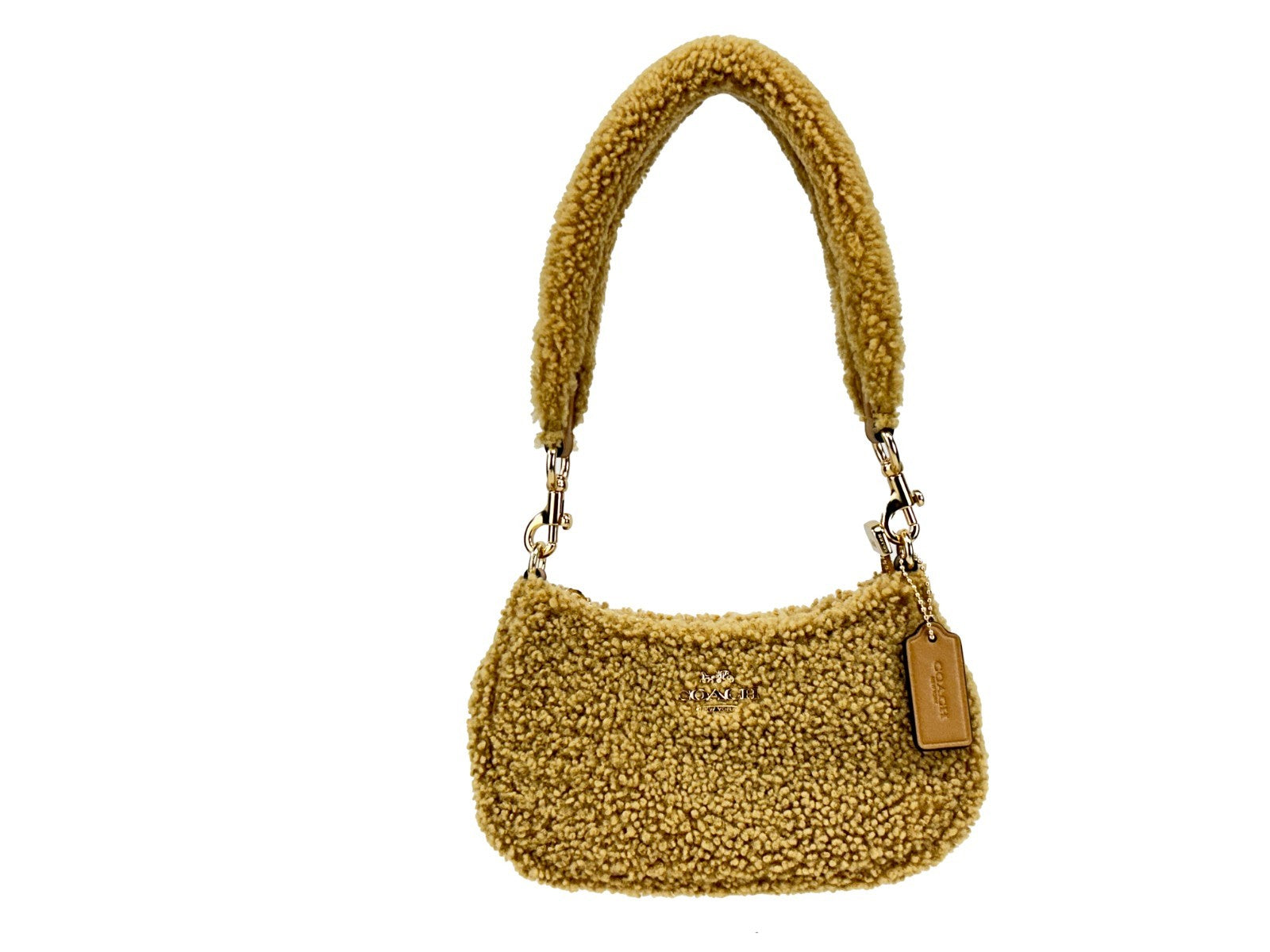 Coach Women's Natural Shearling Teri Mini Crossbody Bag Gold Hardware