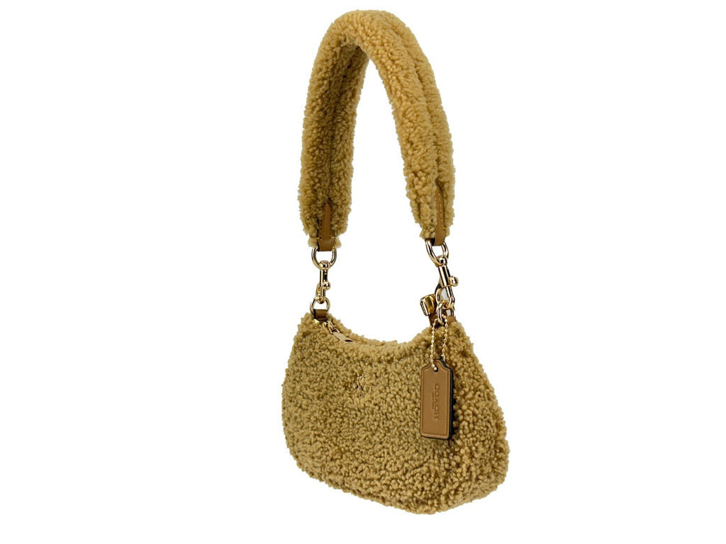 Coach Women's Natural Shearling Teri Mini Crossbody Bag Gold Hardware