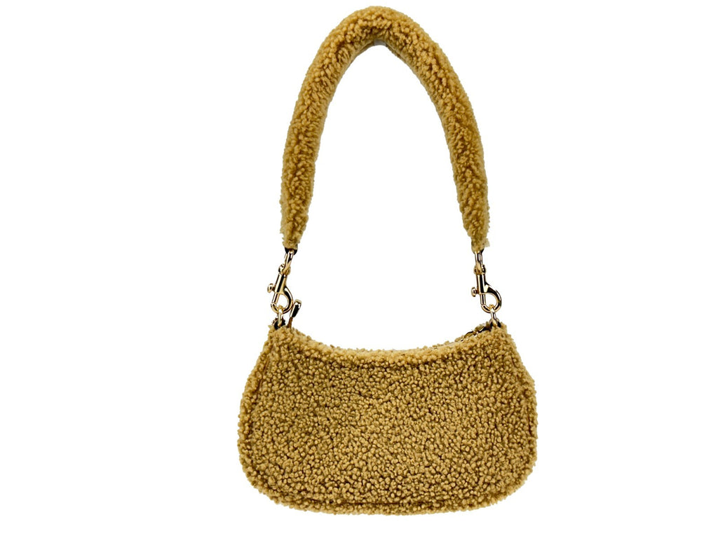 Coach Women's Natural Shearling Teri Mini Crossbody Bag Gold Hardware