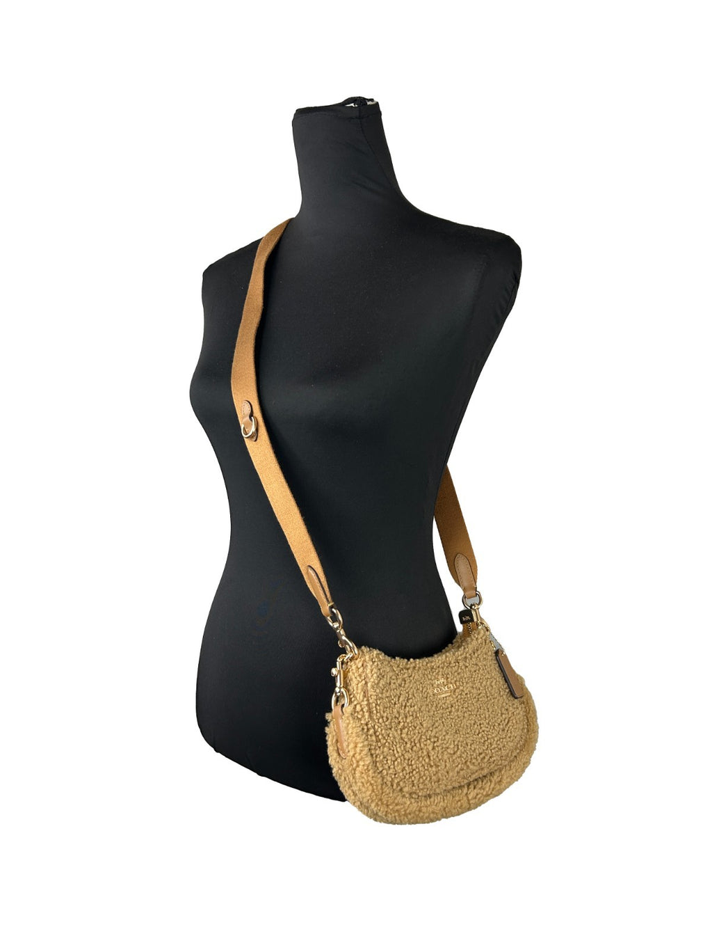 Coach Women's Natural Shearling Teri Mini Crossbody Bag Gold Hardware