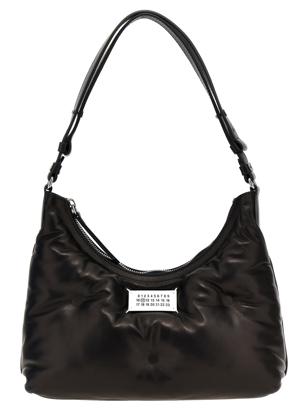 Maison Margiela Women's Glam Slam Hobo Small Black Quilted Lamb Leather Shoulder Bag