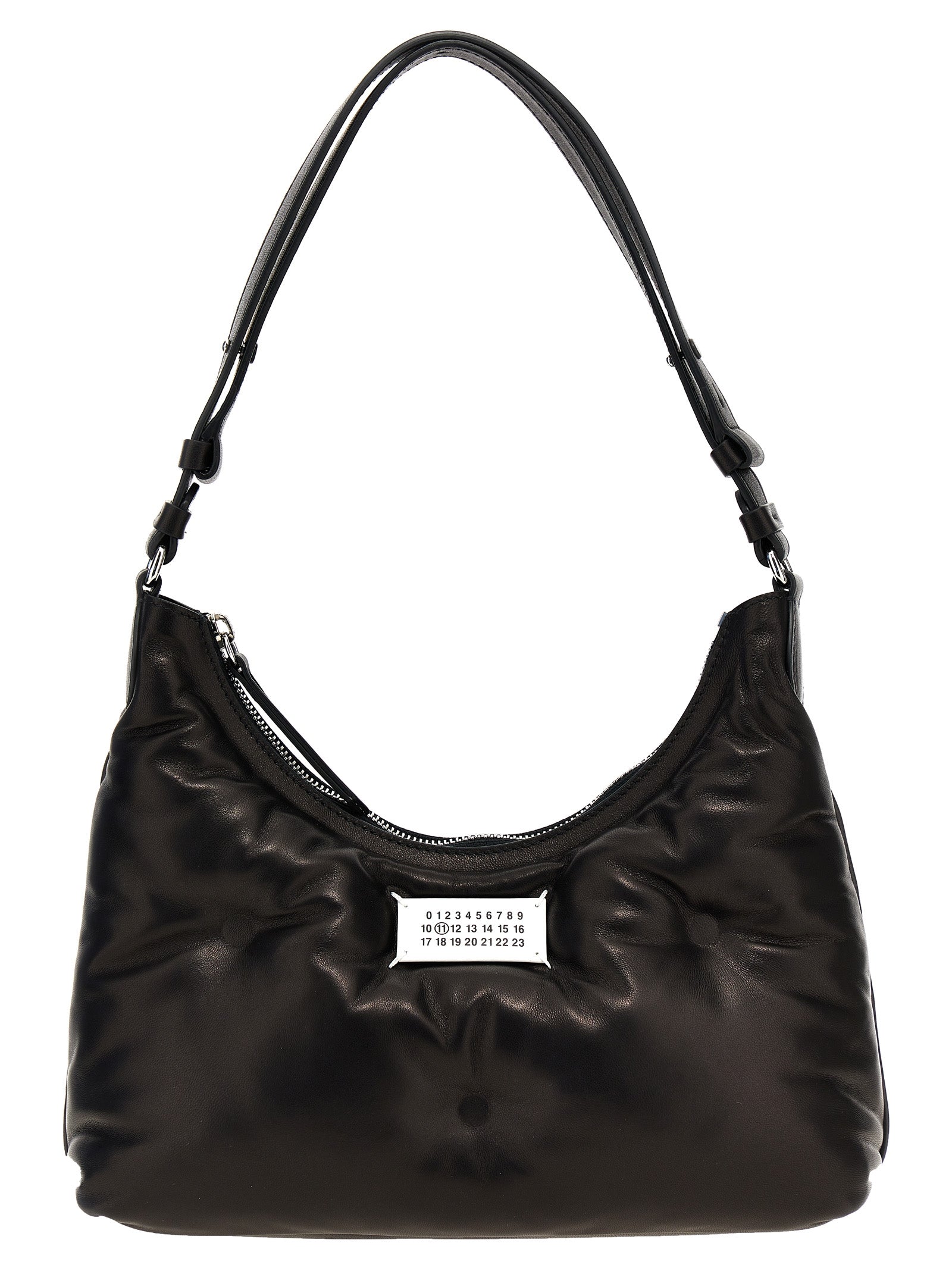 Maison Margiela Women's Glam Slam Hobo Small Black Quilted Lamb Leather Shoulder Bag