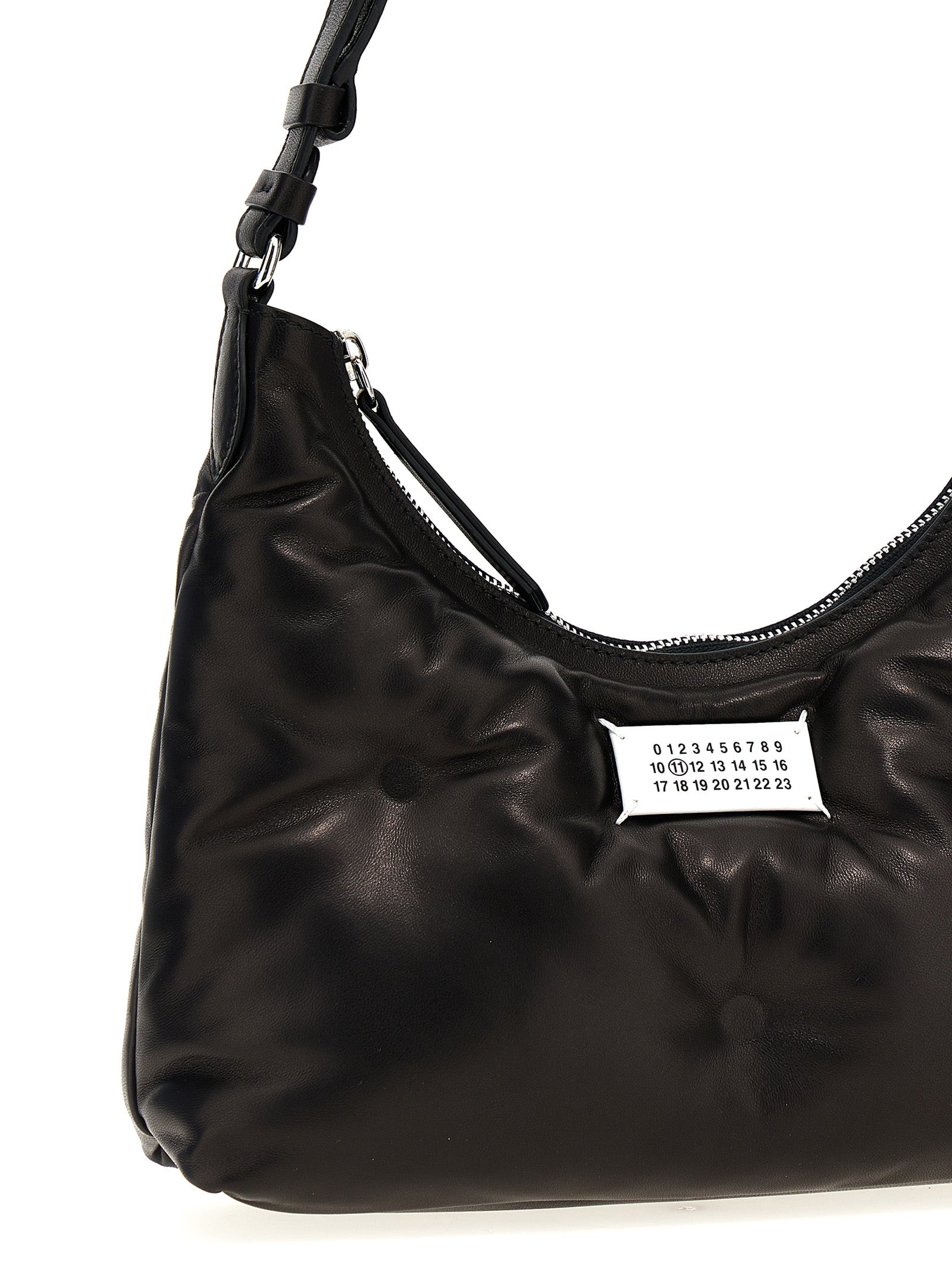 Maison Margiela Women's Glam Slam Hobo Small Black Quilted Lamb Leather Shoulder Bag