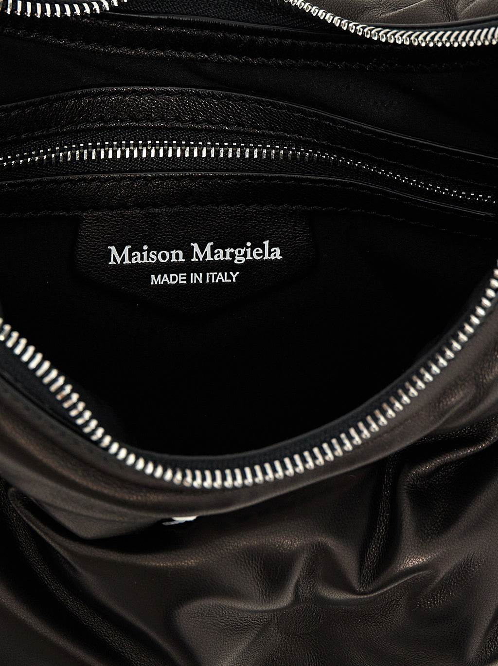 Maison Margiela Women's Glam Slam Hobo Small Black Quilted Lamb Leather Shoulder Bag