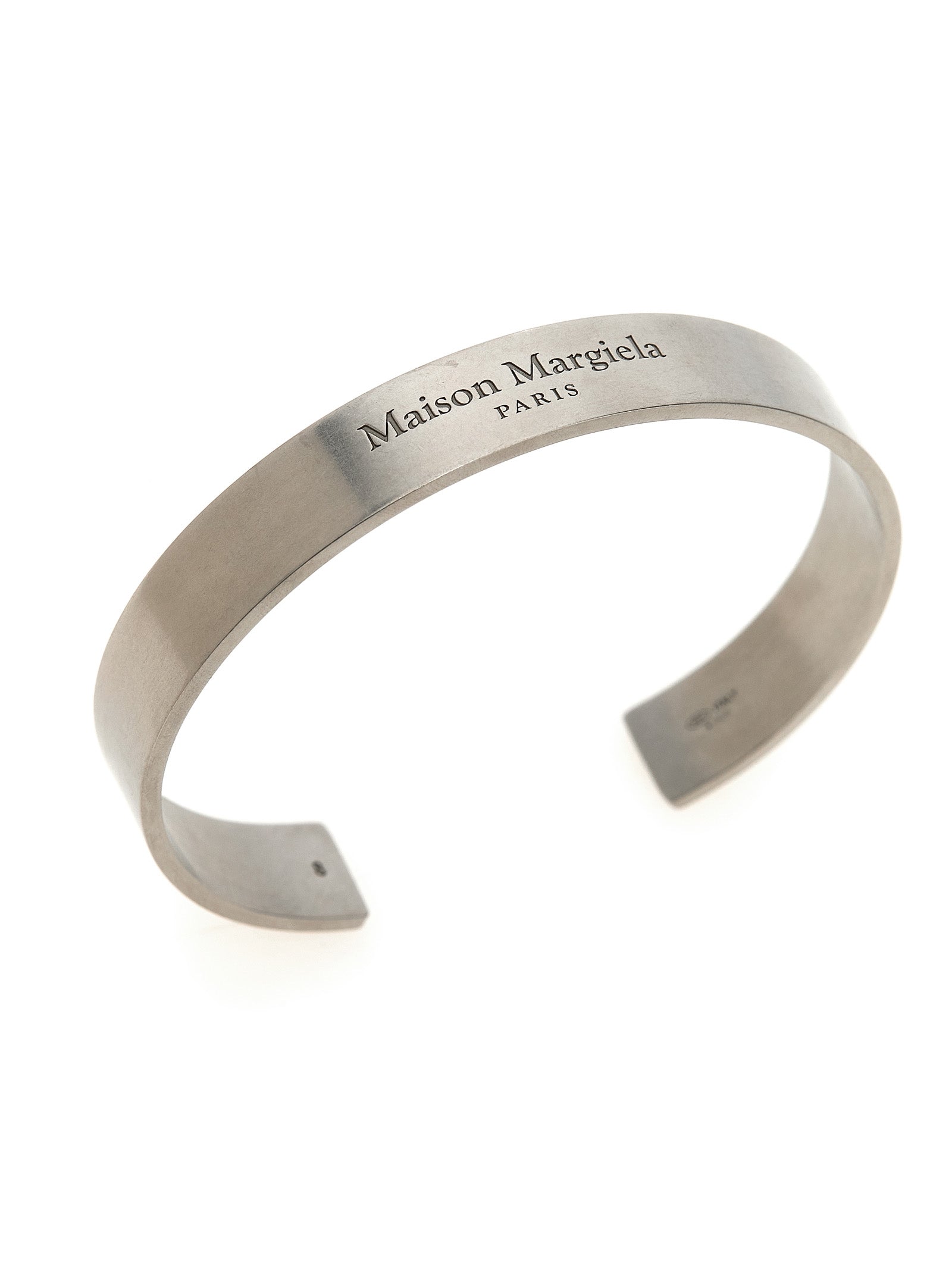 Maison Margiela Women's Silver Engraved Logo Bangle Bracelet
