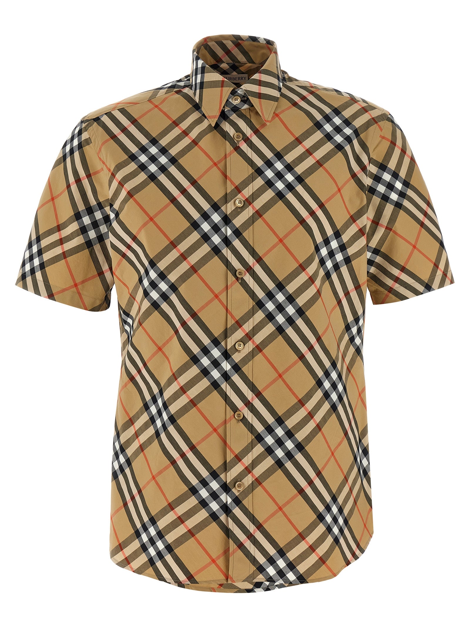 Burberry Men's Beige Check Cotton Blouse