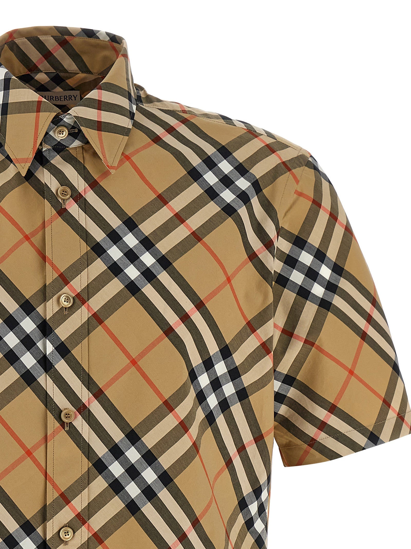 Burberry Men's Beige Check Cotton Blouse