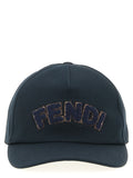 Fendi Men's Blue Cotton Canvas FF Terry Patch Baseball Cap