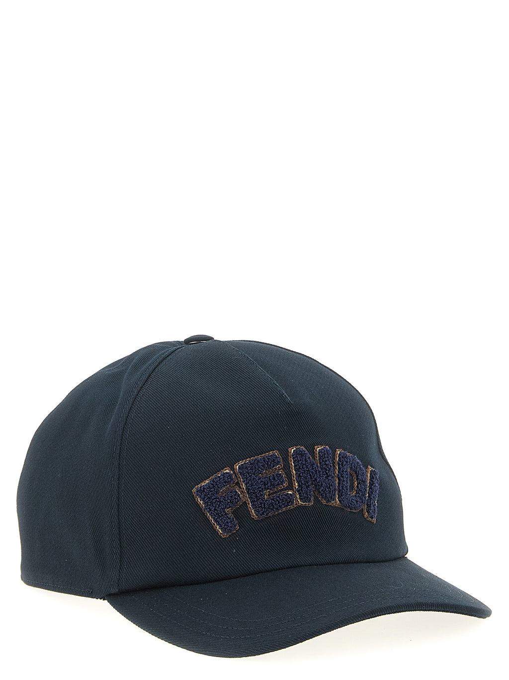 Fendi Men's Blue Cotton Canvas FF Terry Patch Baseball Cap