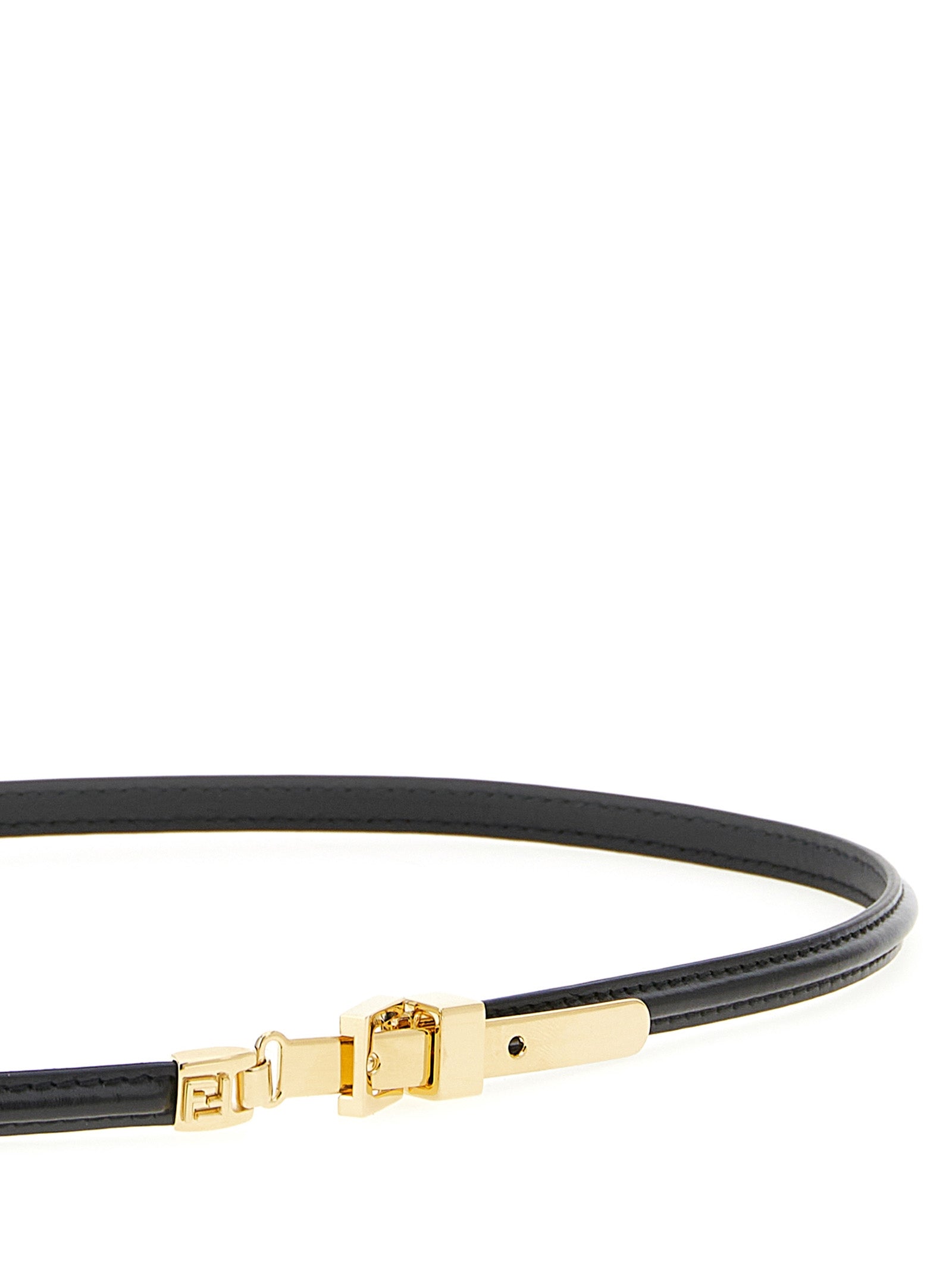 Fendi Women's Black Calfskin Shiny Thin Belt
