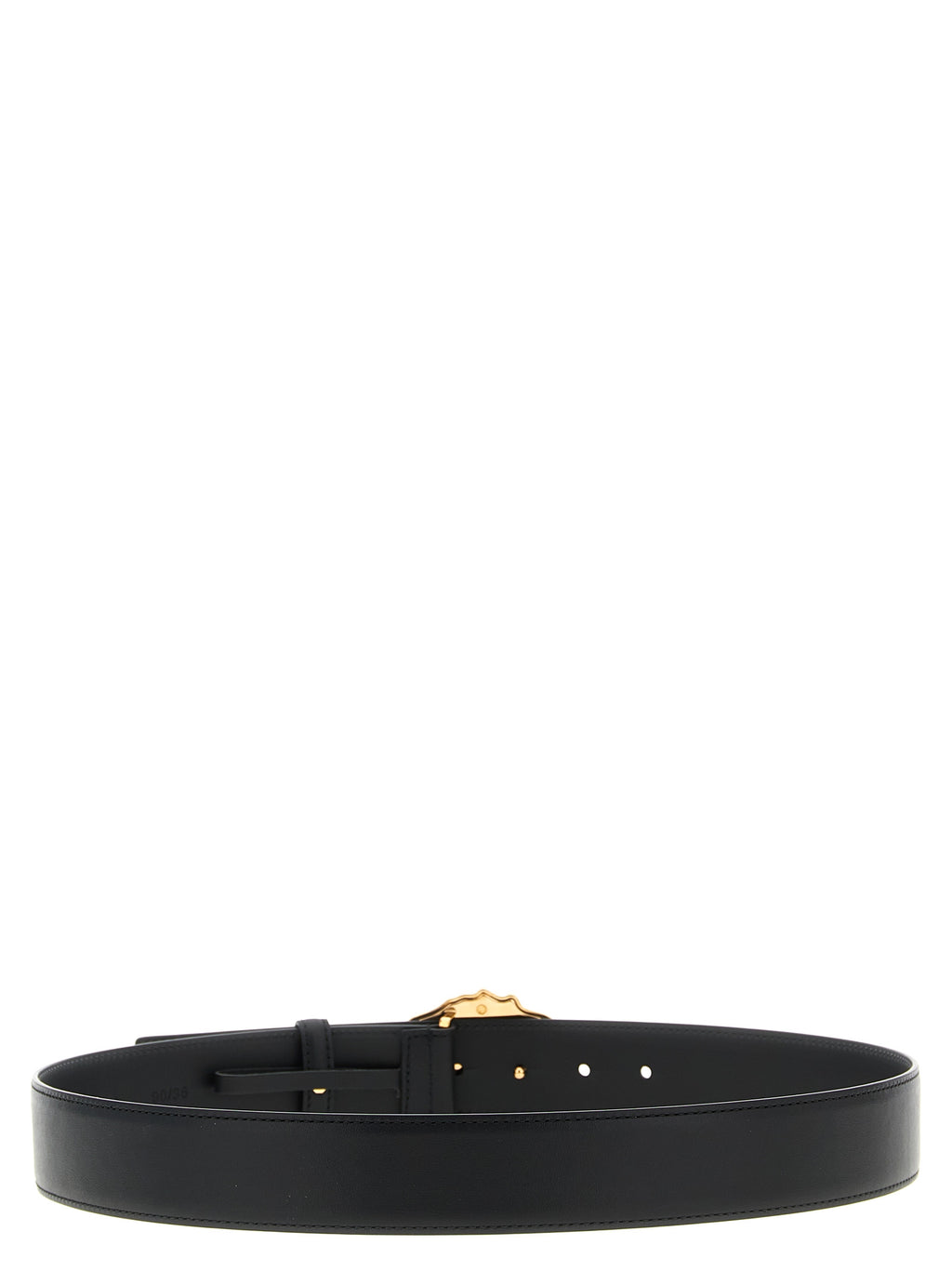 Versace Men's Black Calfskin Leather Belt Gold Medusa Buckle