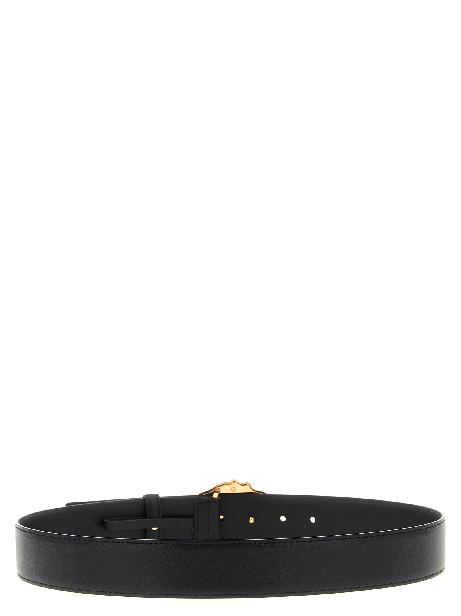Versace Men's Black Calfskin Leather Belt Gold Medusa Buckle