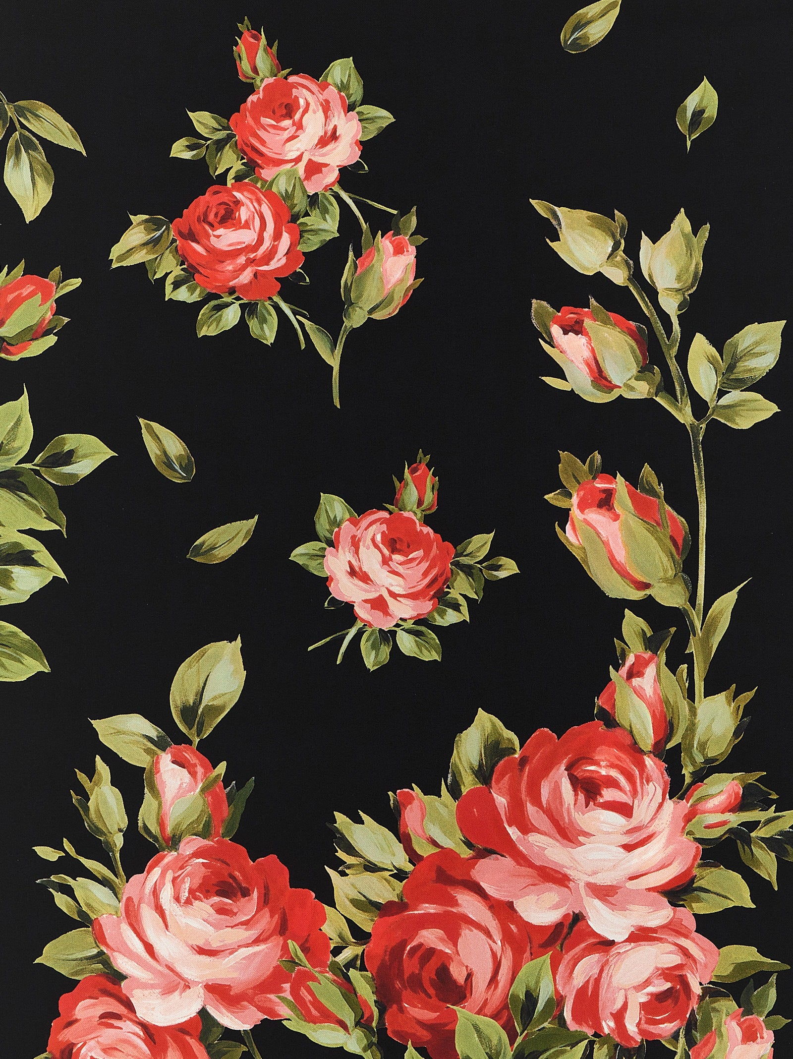 Dolce & Gabbana Women's Bouquet Rose Black Silk Twill Foulard