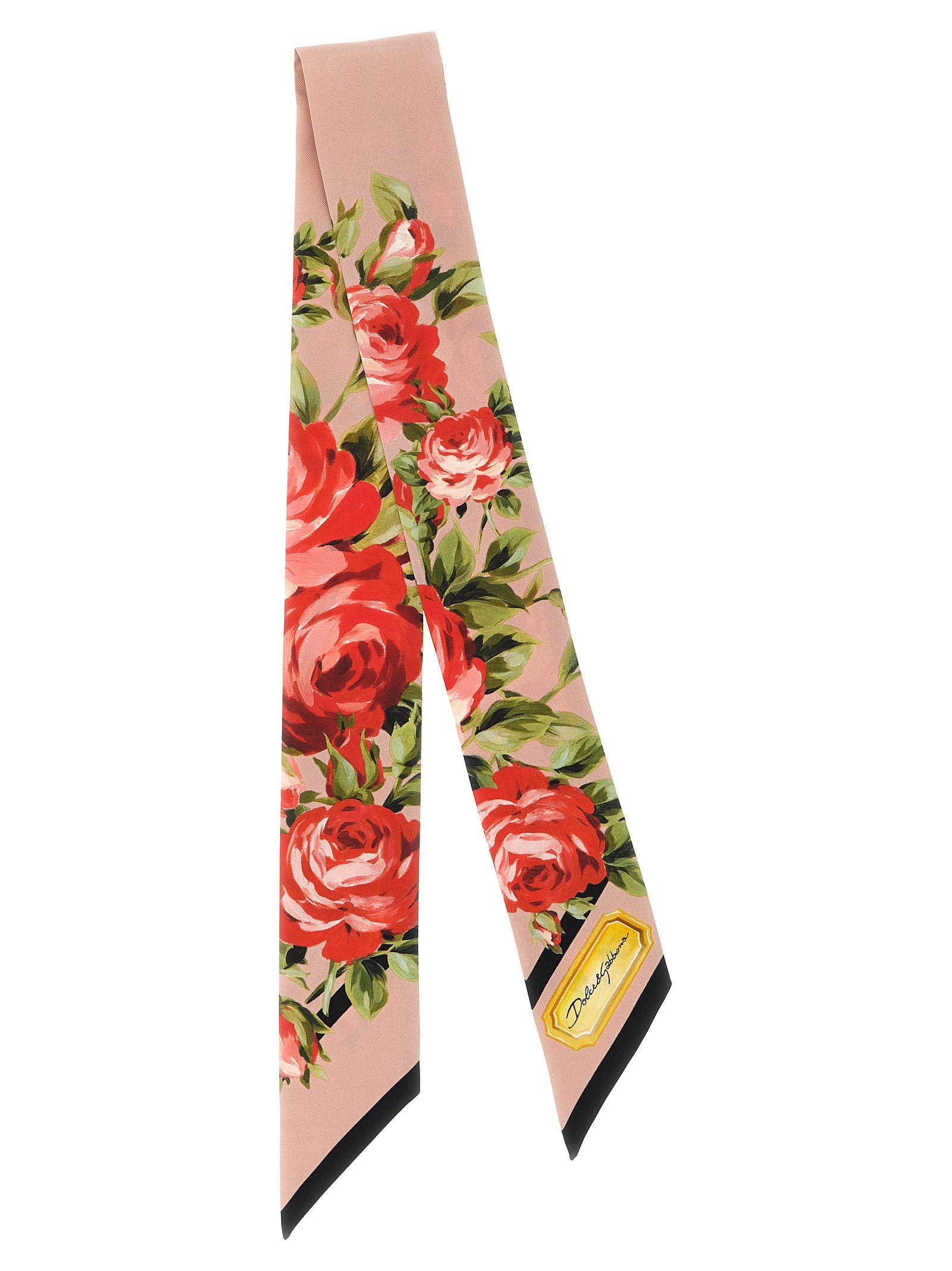Dolce & Gabbana Women's Bouquet Rose Pink Silk Twill Bandeau