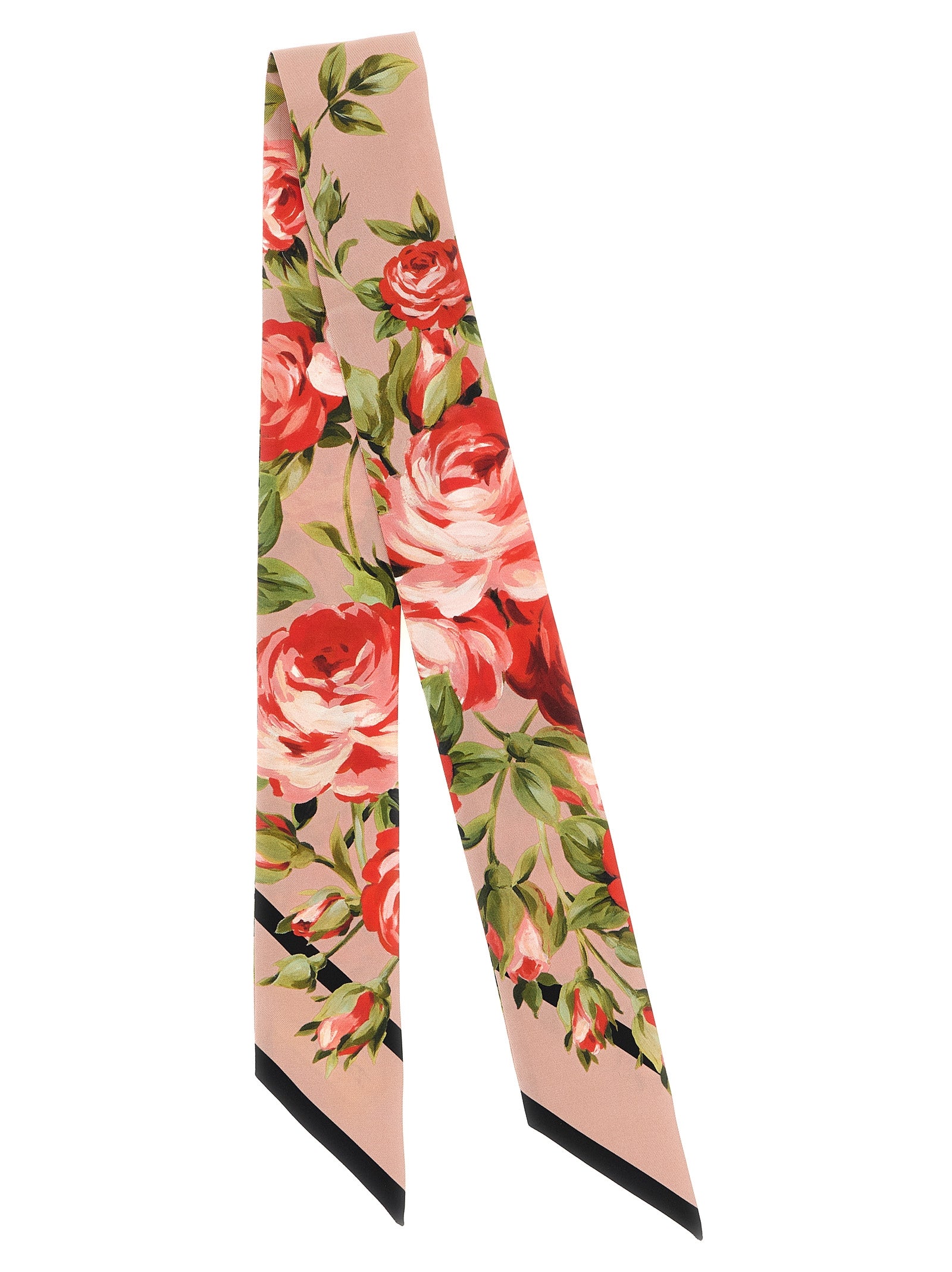 Dolce & Gabbana Women's Bouquet Rose Pink Silk Twill Bandeau