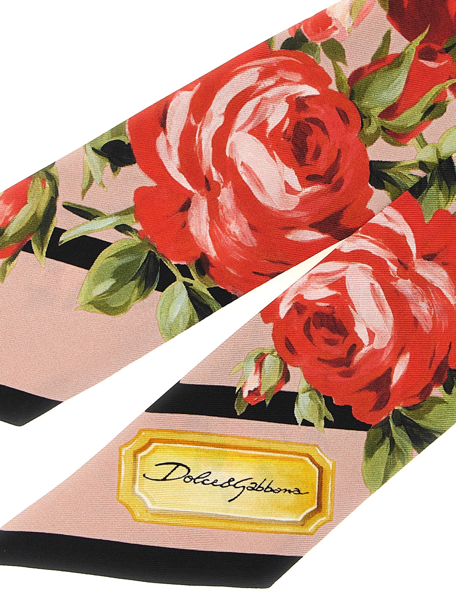 Dolce & Gabbana Women's Bouquet Rose Pink Silk Twill Bandeau