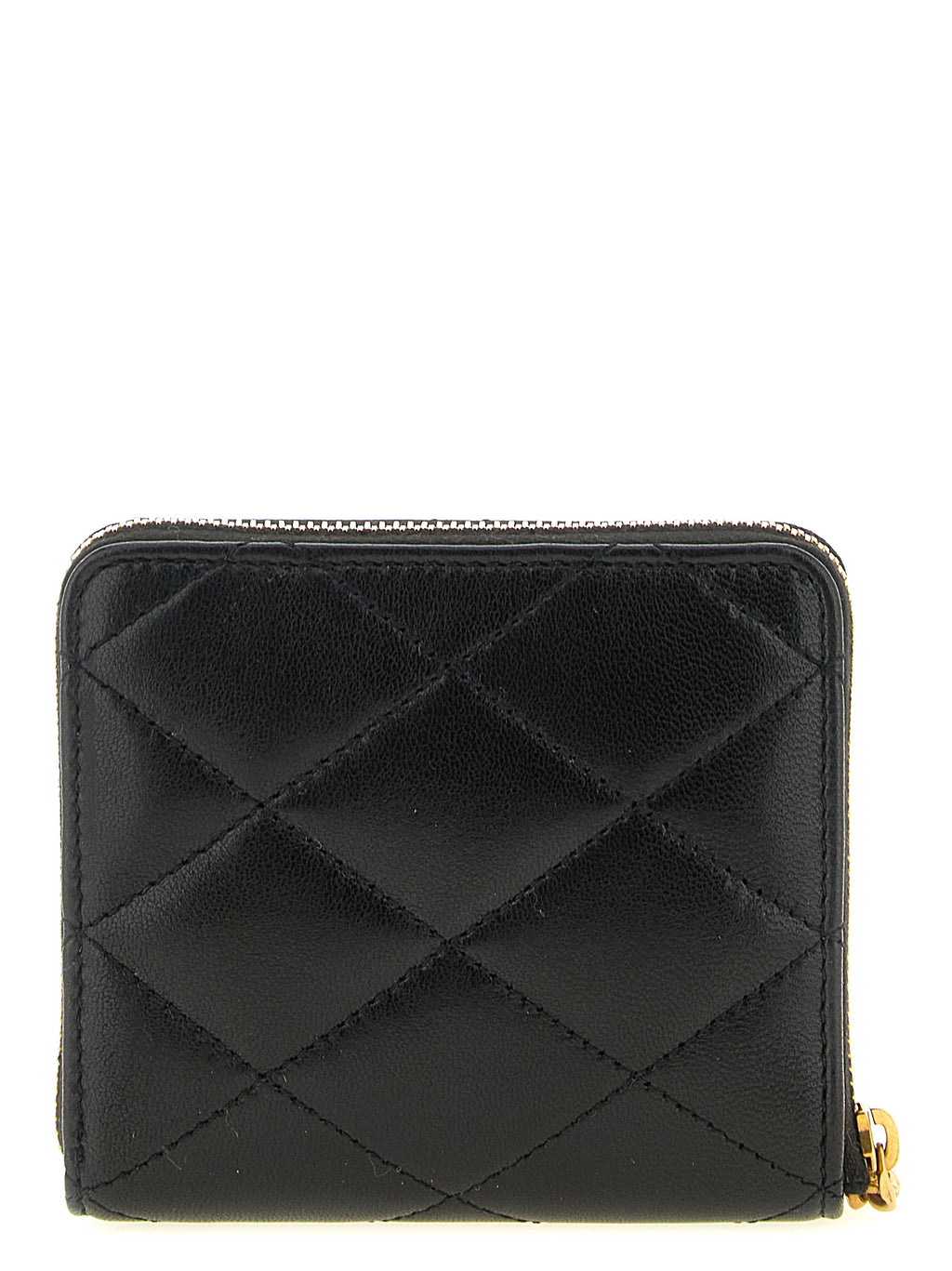 Saint Laurent Women's Black Lamb Leather Pegaso Quilted Cardholder Cassandre Logo