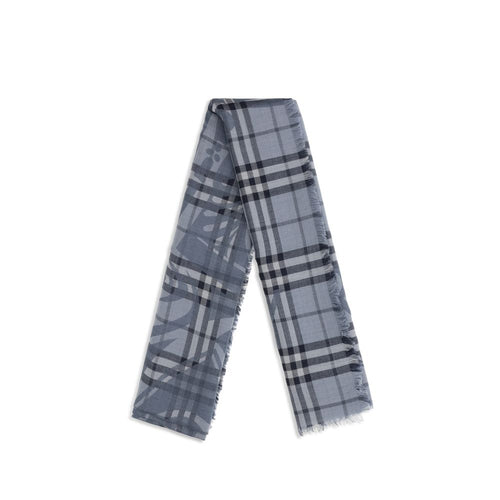 Burberry Women's Blue Wool Silk Knight Check Foulard
