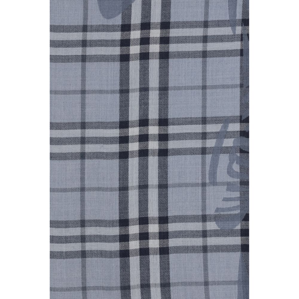 Burberry Women's Blue Wool Silk Knight Check Foulard
