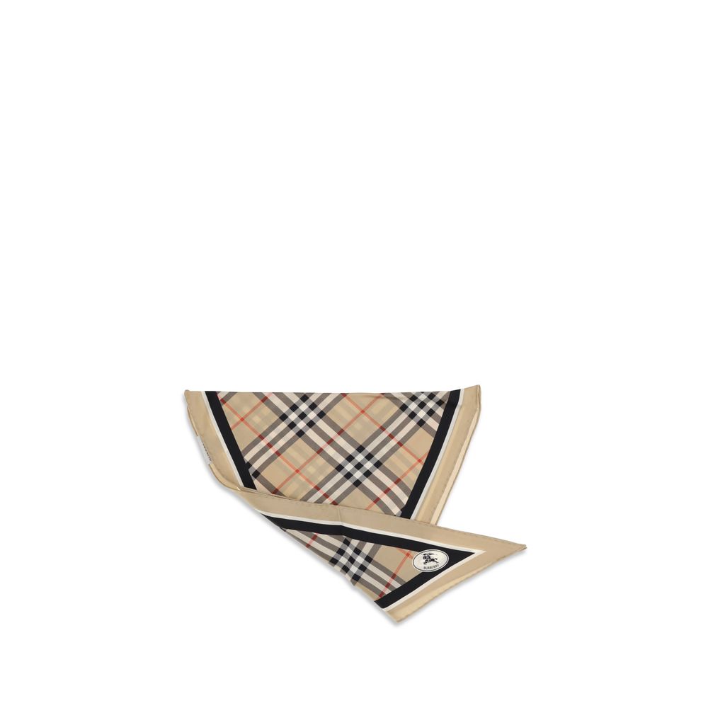Burberry Women's Beige Silk Check Knight Stamp Scarf