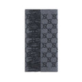Gucci Men's Blue Cashmere GG Pattern Scarf Fringed Ends