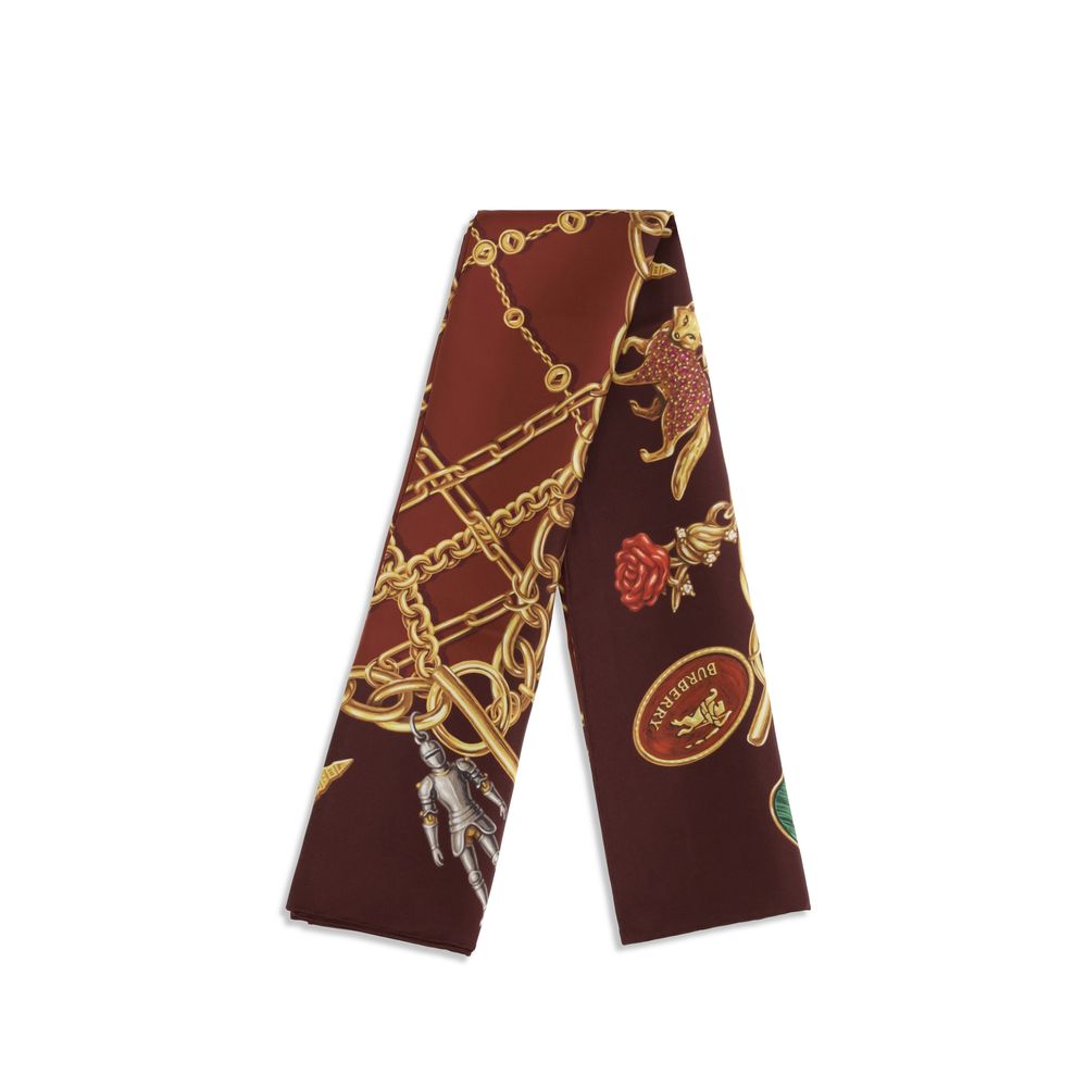 Burberry Women's Bordeaux Silk Charm Print Scarf