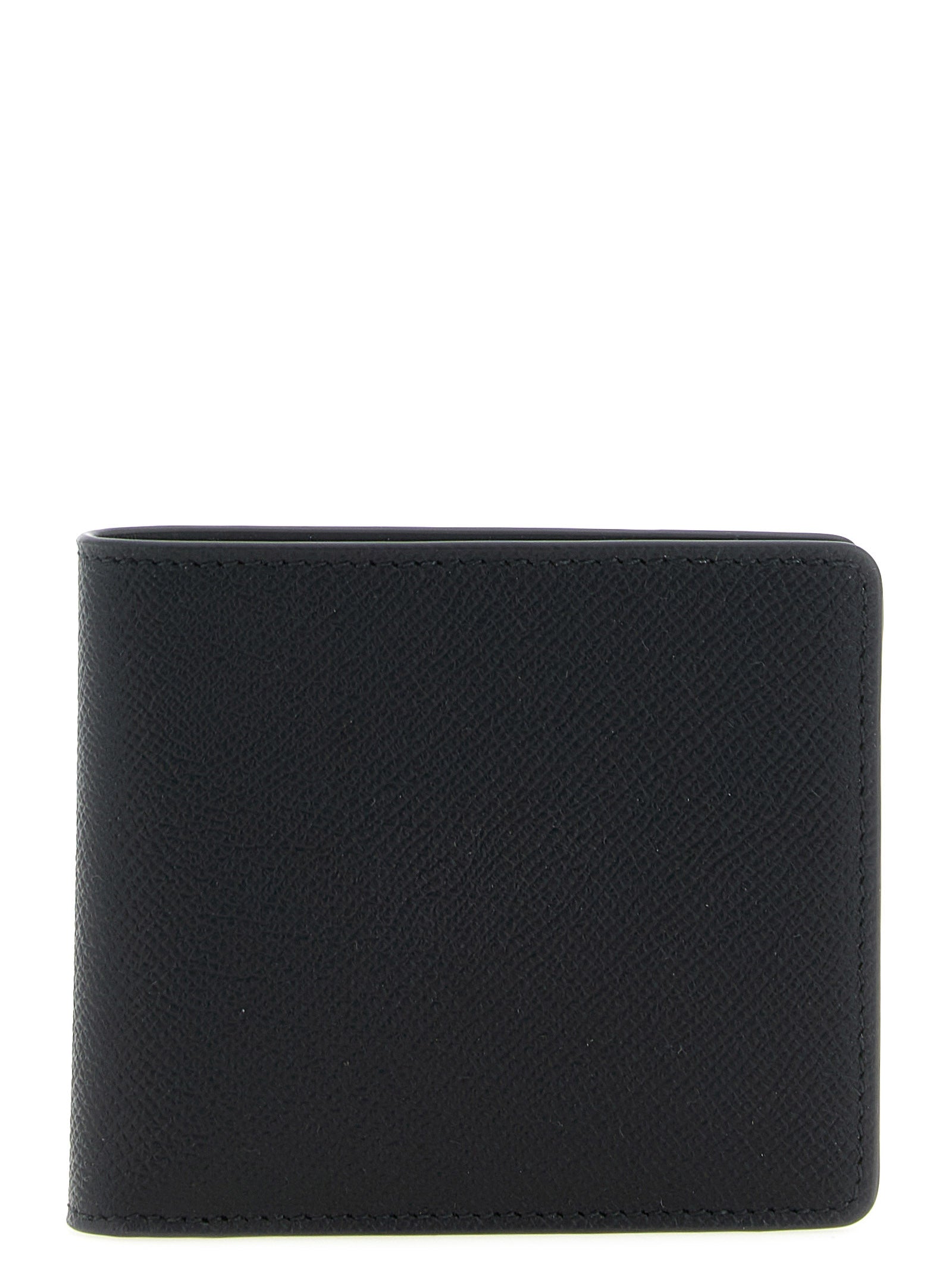 Maison Margiela Men's Black Textured Calfskin Leather Bifold Wallet 8 Card Slots