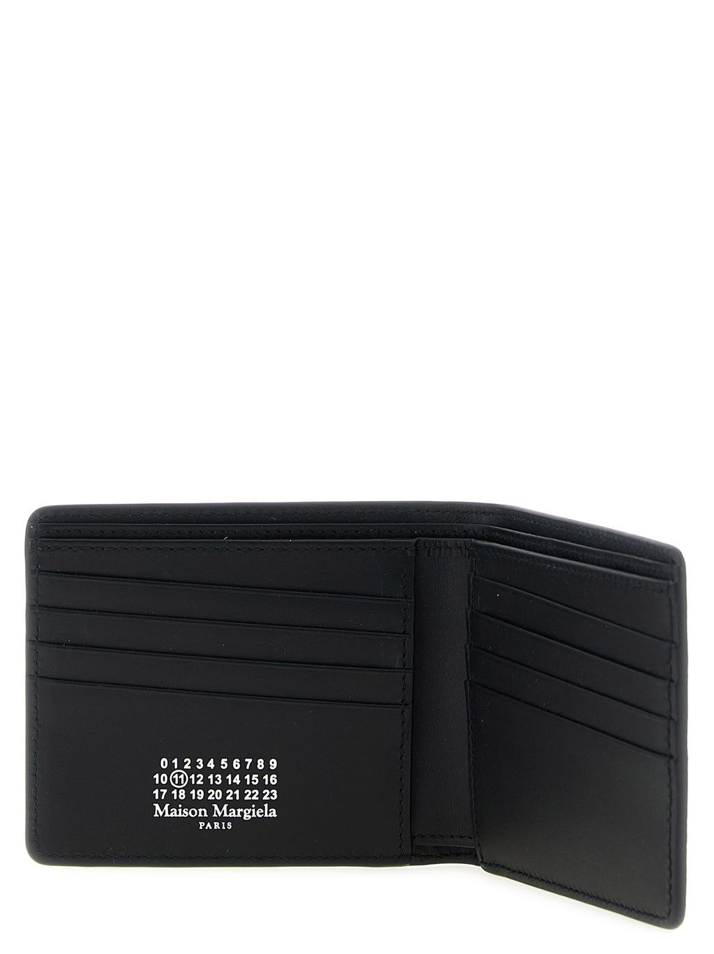 Maison Margiela Men's Black Textured Calfskin Leather Bifold Wallet 8 Card Slots