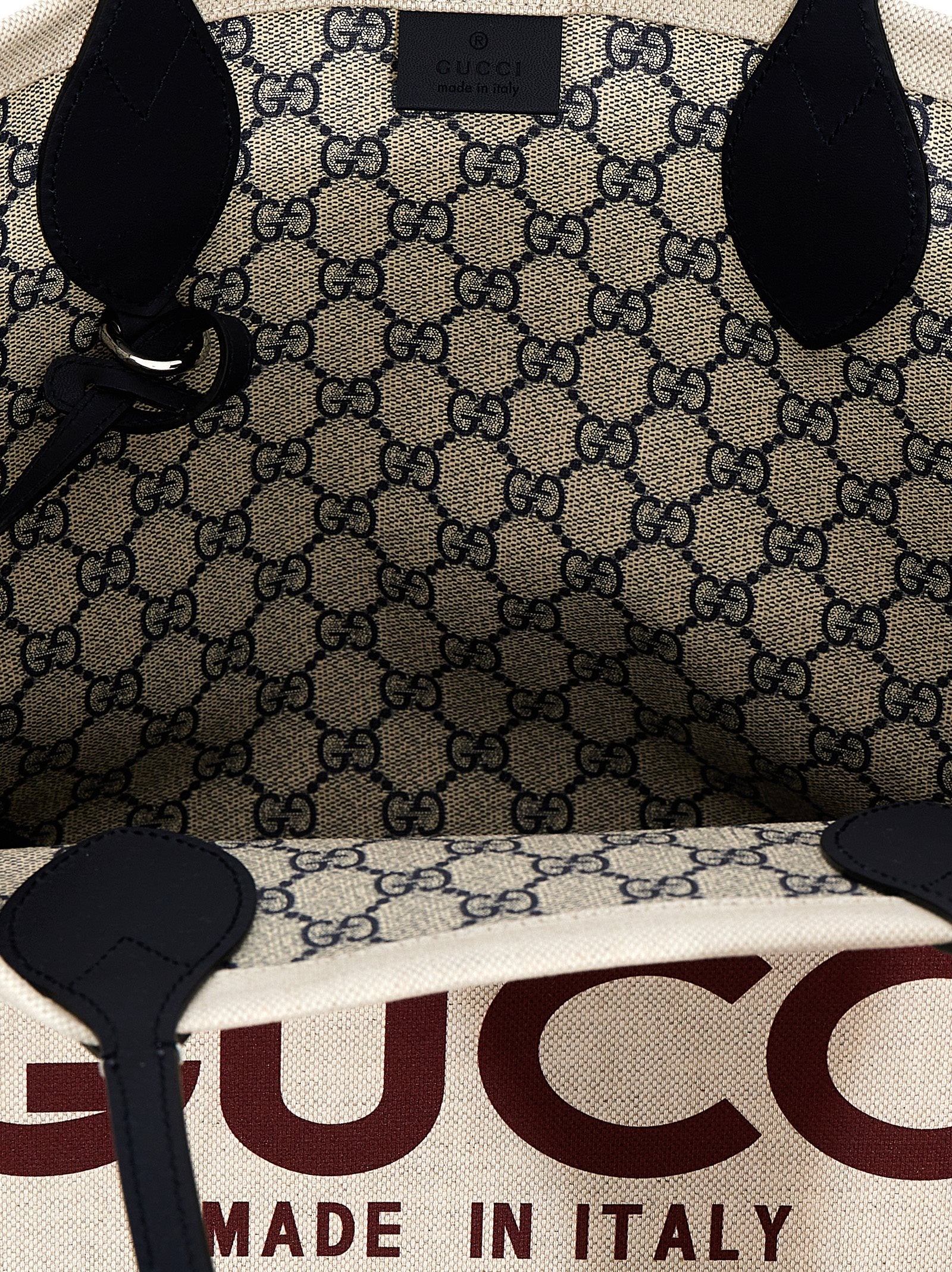 Gucci Women's Beige GG Coated Fabric Midi Shopping Tote Bag